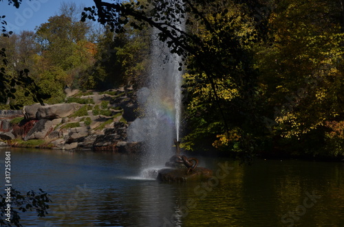 Fountain "Snake" in the autumn Sofievsky dendrological park in Uman