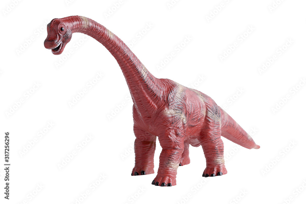 Fototapeta premium Zabawka dinozaura na białym tle, model dinozaura Minaiture