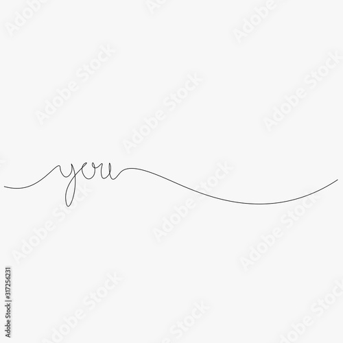 You word text hand drawing, design for print, card vector illustration