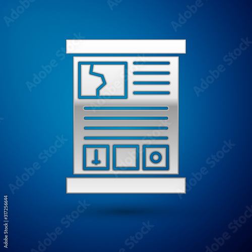 Silver Game guide icon isolated on blue background. User manual, instruction, guidebook, handbook. Vector Illustration