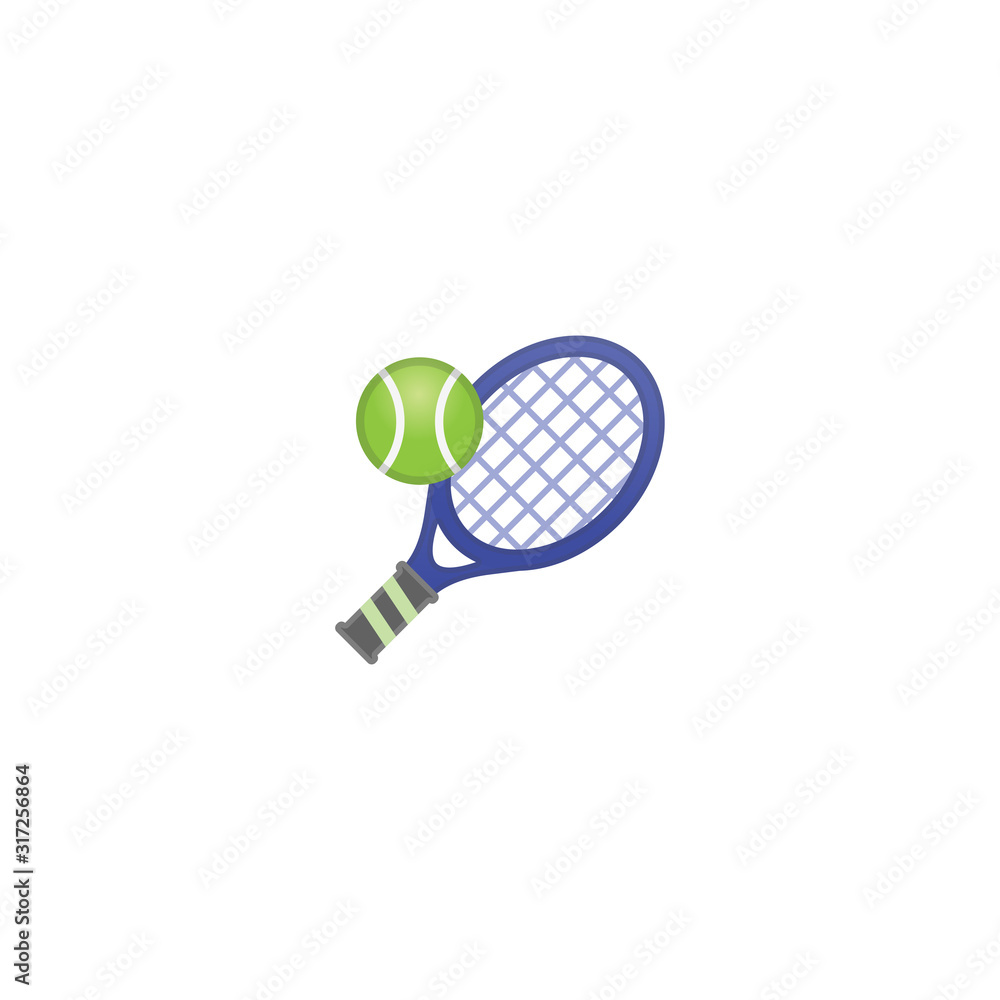 Tennis Vector Icon. Isolated Tennis Racket and Ball Emoji, Emoticon  Illustration Stock Vector | Adobe Stock