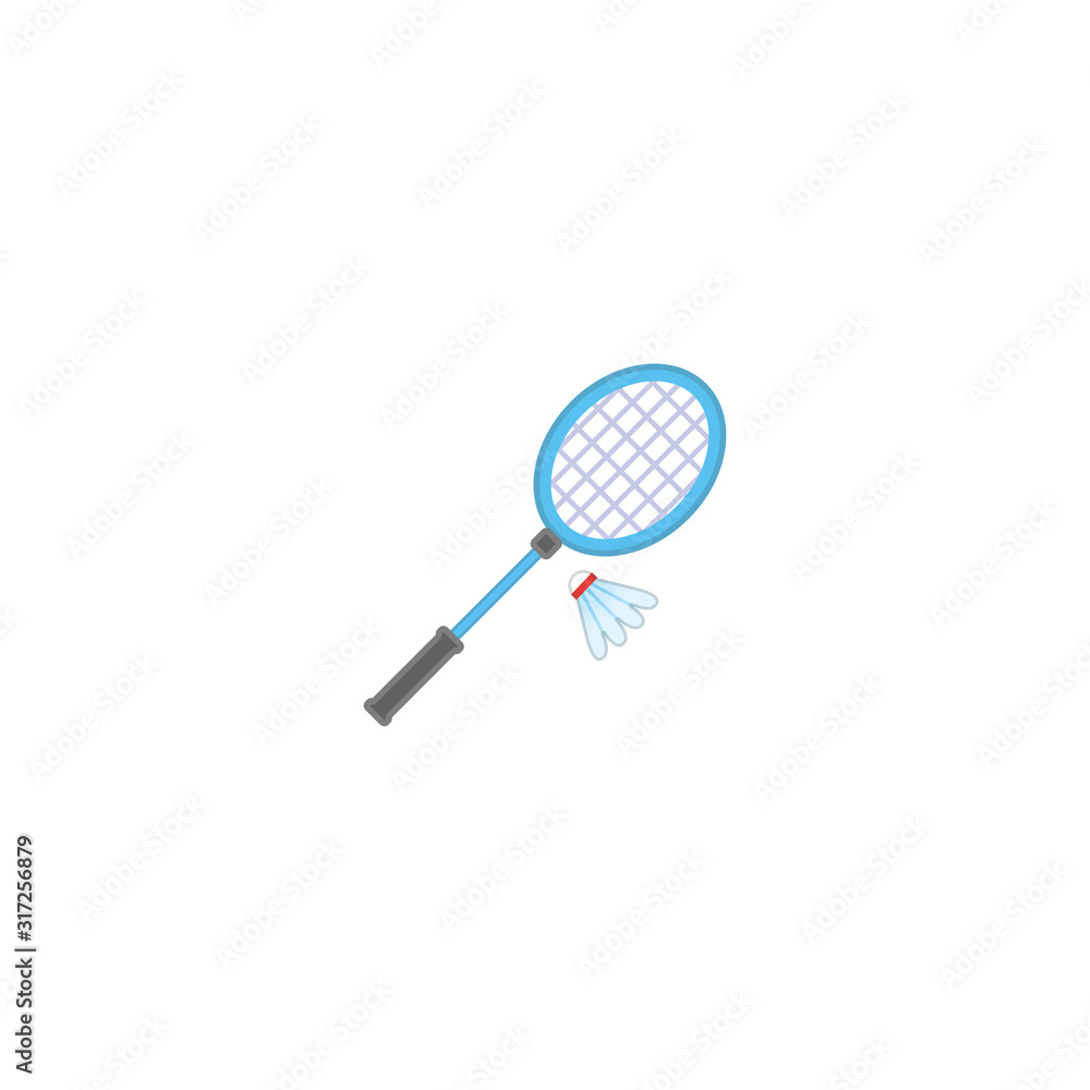 Badminton Racket and Ball Vector Icon. Isolated Badminton Racket Illustration Badminton Racket and Ball Vector Icon. Isolated Badminton Racket Illustration
