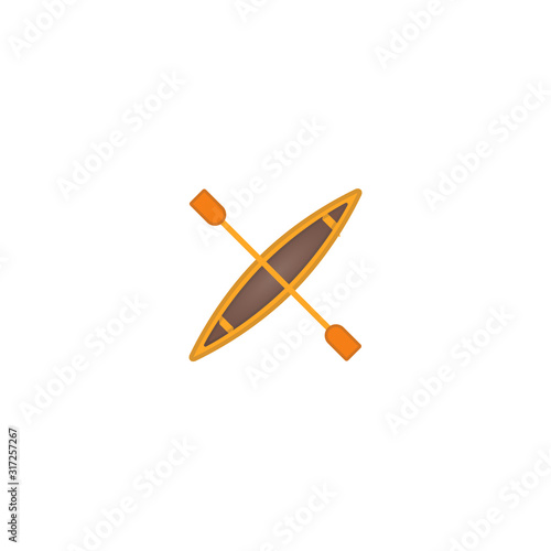 Canoe Vector Icon. Isolated Rowing, Rowboat, Paddle, Paddling, Rowing Paddleboat Canoeing Boat Emoji, Emoticon Illustration