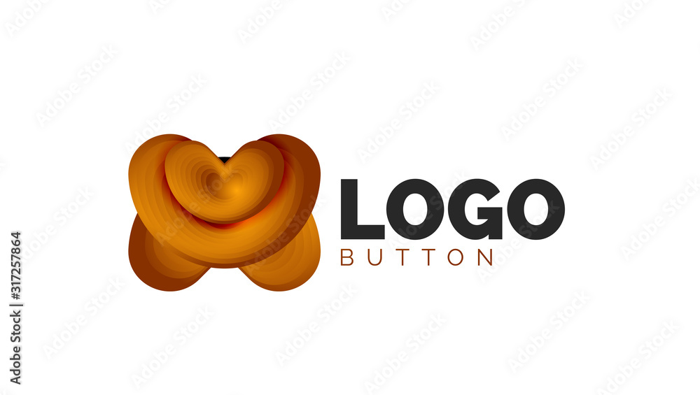 Abstract round shape logo template. Minimal geometrical design, 3d geometric bold symbol in relief style with color blend steps effect. Vector Illustration Abstract round shape logo template. Minimal geometrical design, 3d geometric bold symbol in relief style with color blend steps effect. Vector Illustration