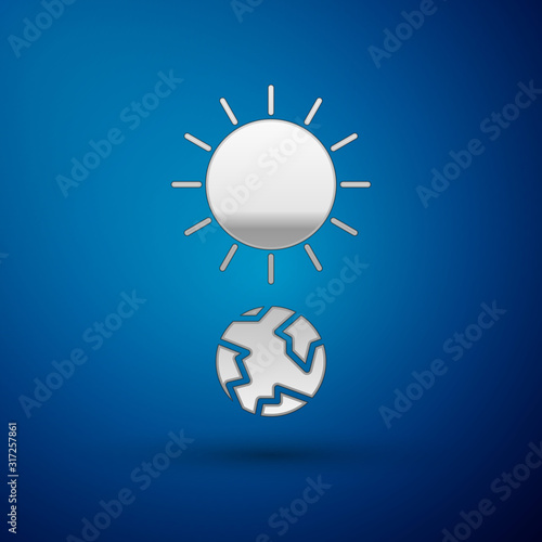 Silver Solstice icon isolated on blue background. Vector Illustration