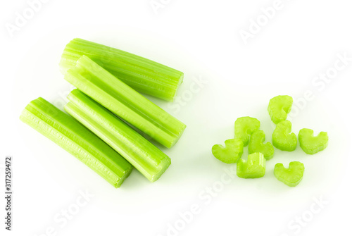Fresh celery vegetable isolated on white background  food for health