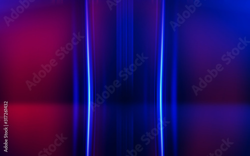 Wallpaper Mural Abstract dark background with blue and pink neon glow. Neon light lines. Show empty stage background Torontodigital.ca