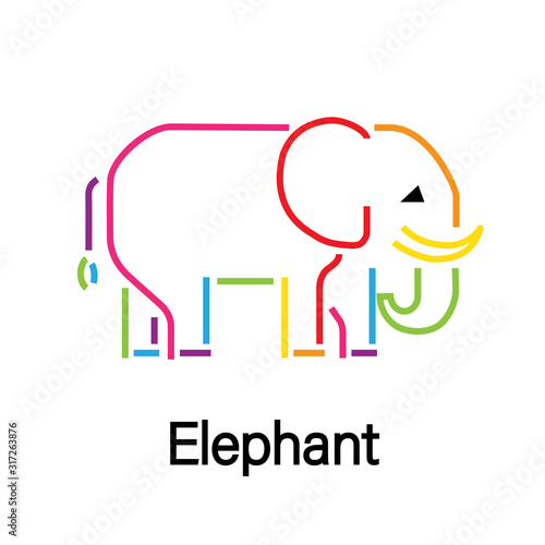 Elephant colorful lines ico...