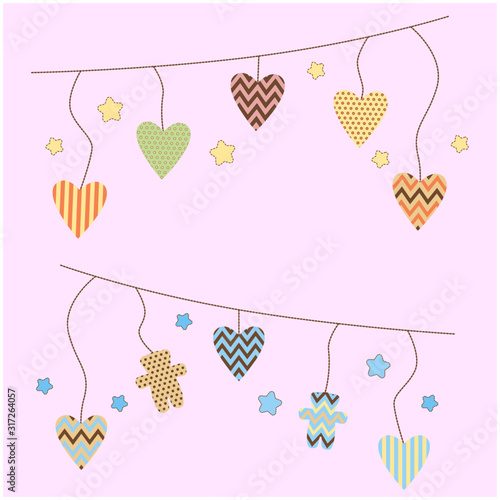 pattern of hearts and bears on a background