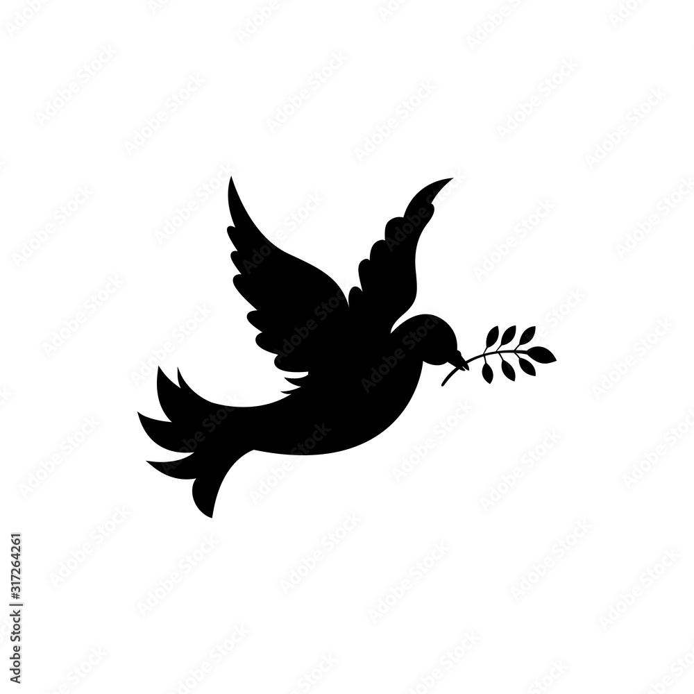 Naklejka premium Peace dove and olive branch vector illustration