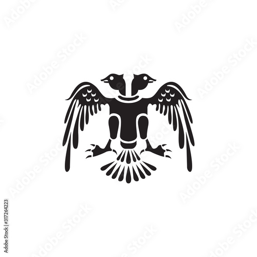 Drawing of a double-headed eagle, the symbol of the Seljuk State. Vector