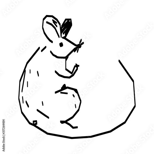 Cute hand drawn rat. Hand d...