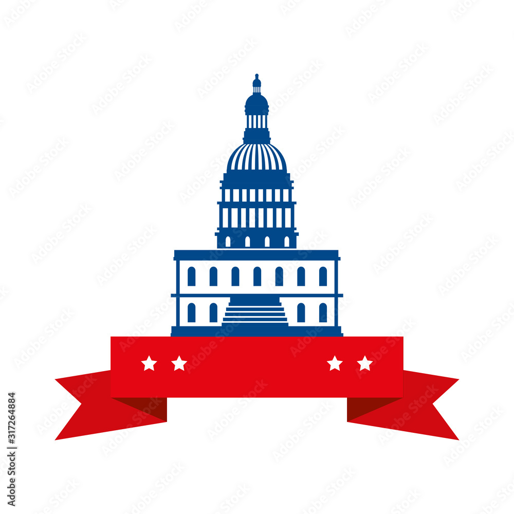 Isolated usa capitol and ribbon vector design