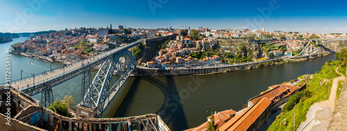 Panoramic view of Porto city and the Dom Luis I Bridge a metal arch bridge over the Douro River