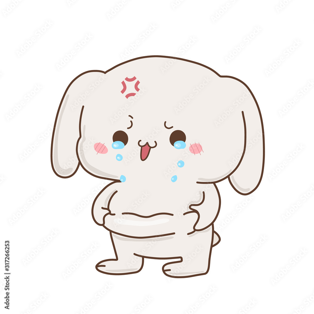 Cute bunny crying because fat, vector hand-drawn illustration in kawaii style. Excess weight . Cartoon doodle for children's textiles, t-shirts or postcards. Cute bunny crying because fat, vector hand-drawn illustration in kawaii style. Excess weight . Cartoon doodle for children's textiles, t-shirts or postcards.