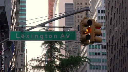 Traffic Light and sign for the Lexington Avenue, Manhattan, New York, no people, traffic or logos