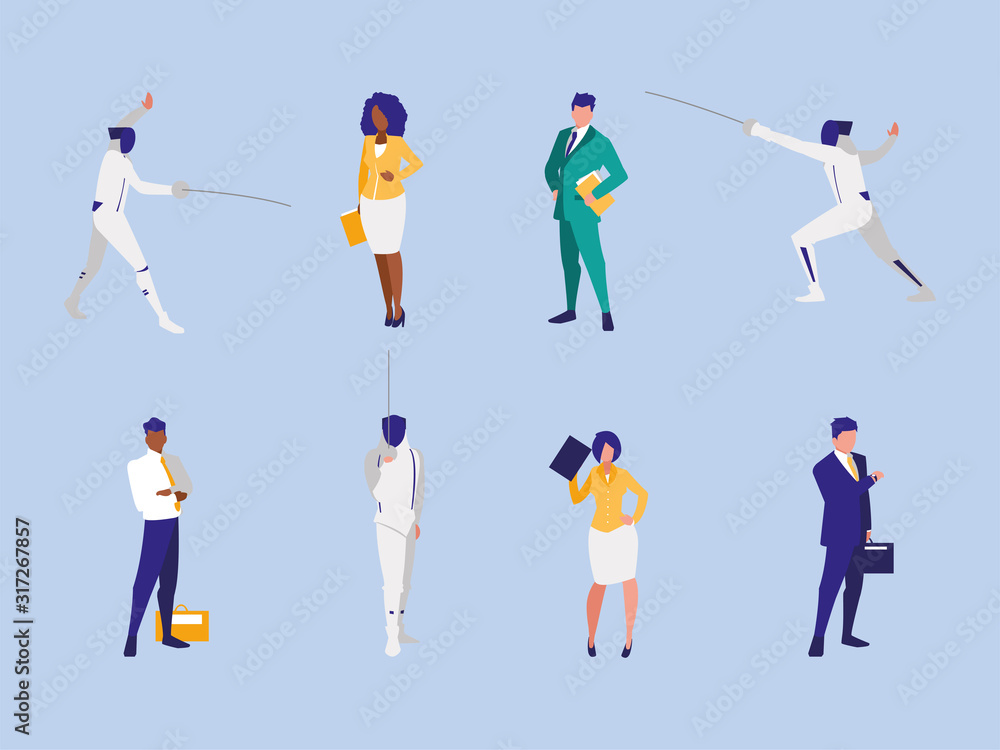 Set of women and men workers vector design Set of women and men workers vector design