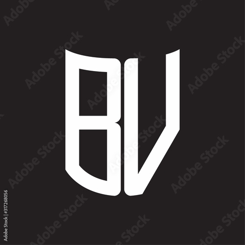 BV Logo monogram with ribbon style design template on black background
