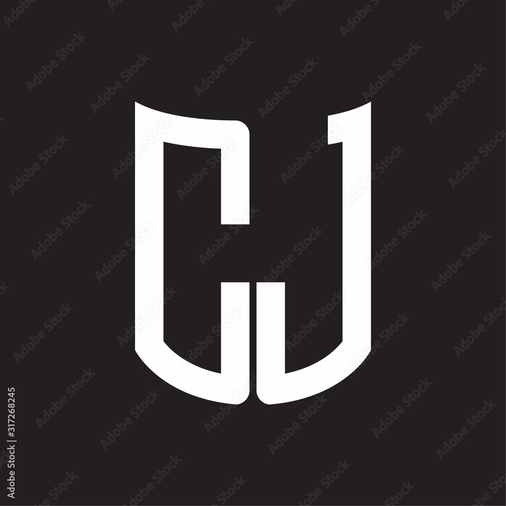 CJ Logo monogram with ribbon style design template on black background CJ Logo monogram with ribbon style design template on black background