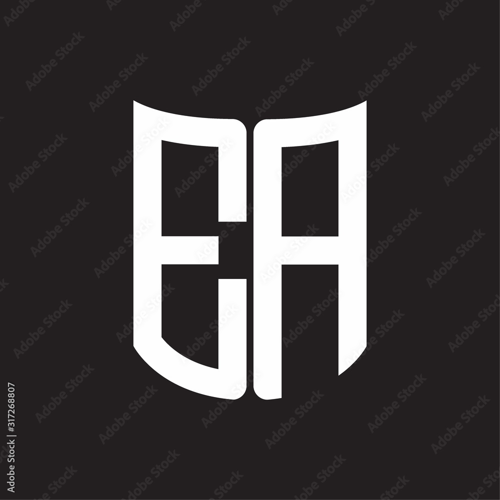 EA Logo monogram with ribbon style design template on black background EA Logo monogram with ribbon style design template on black background