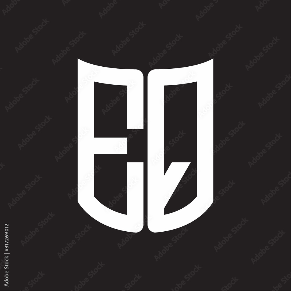 EQ Logo monogram with ribbon style design template on black background EQ Logo monogram with ribbon style design template on black background