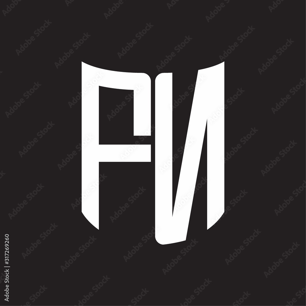 FN Logo monogram with ribbon style design template on black background