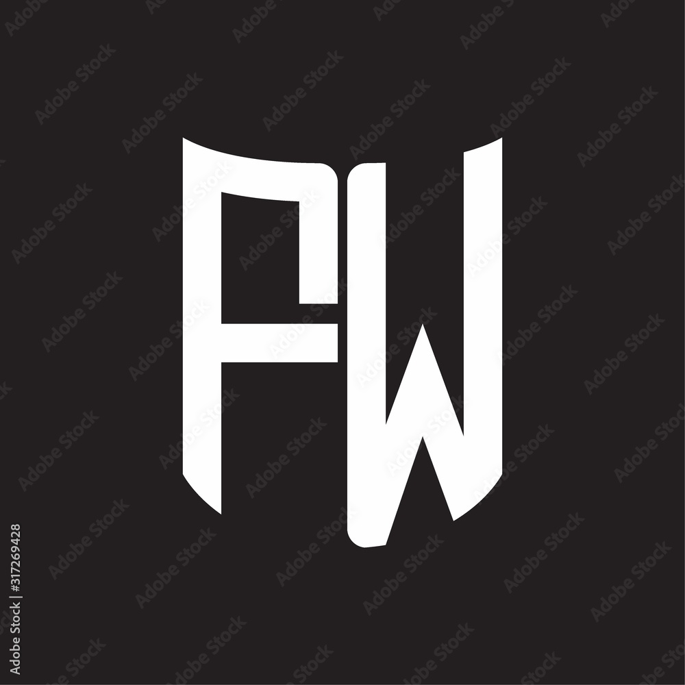 FW Logo monogram with ribbon style design template on black background FW Logo monogram with ribbon style design template on black background