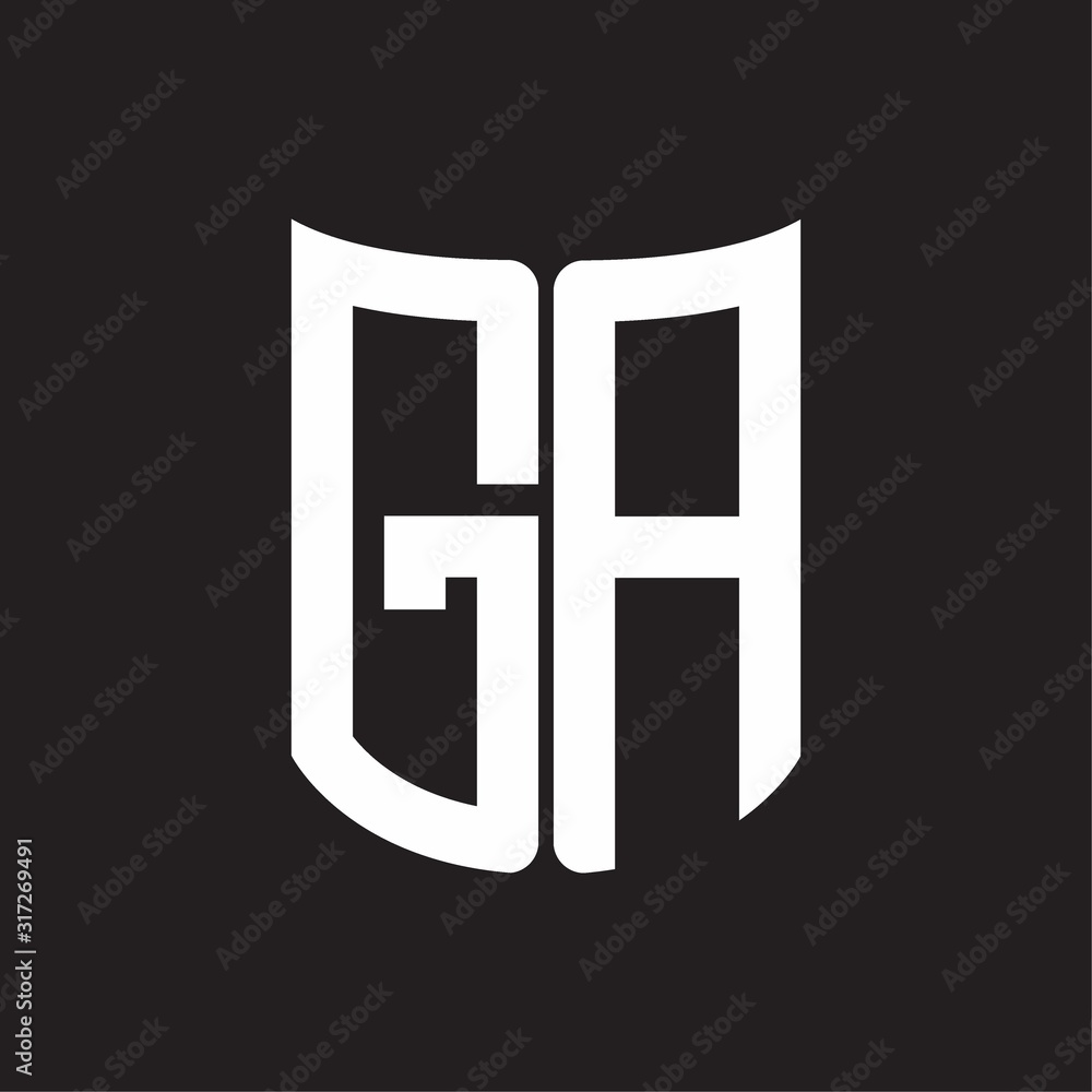 GA Logo monogram with ribbon style design template on black background GA Logo monogram with ribbon style design template on black background