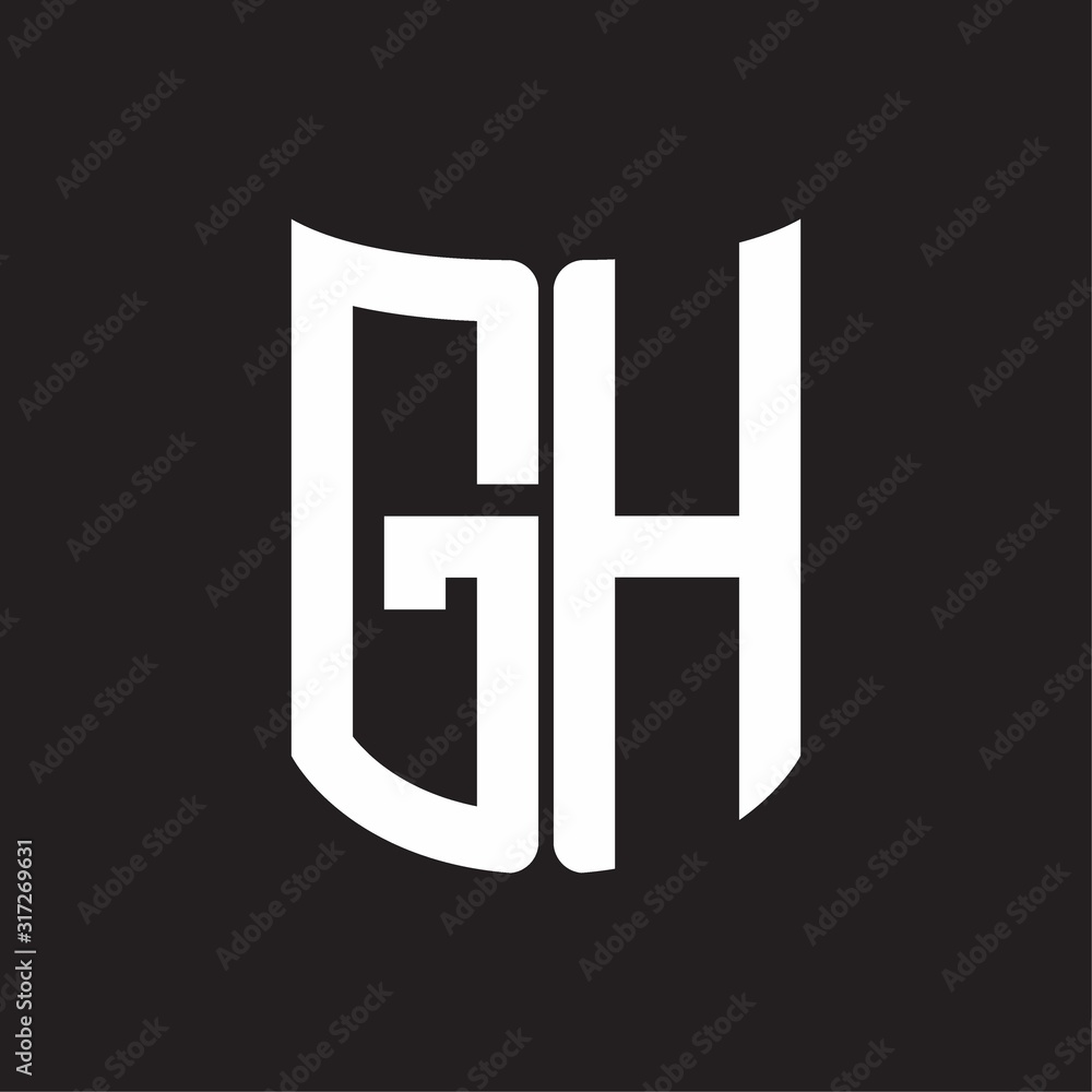 GH Logo monogram with ribbon style design template on black background GH Logo monogram with ribbon style design template on black background