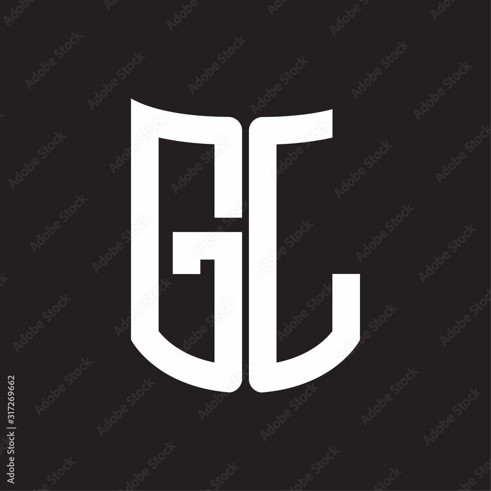 GL Logo monogram with ribbon style design template on black background GL Logo monogram with ribbon style design template on black background