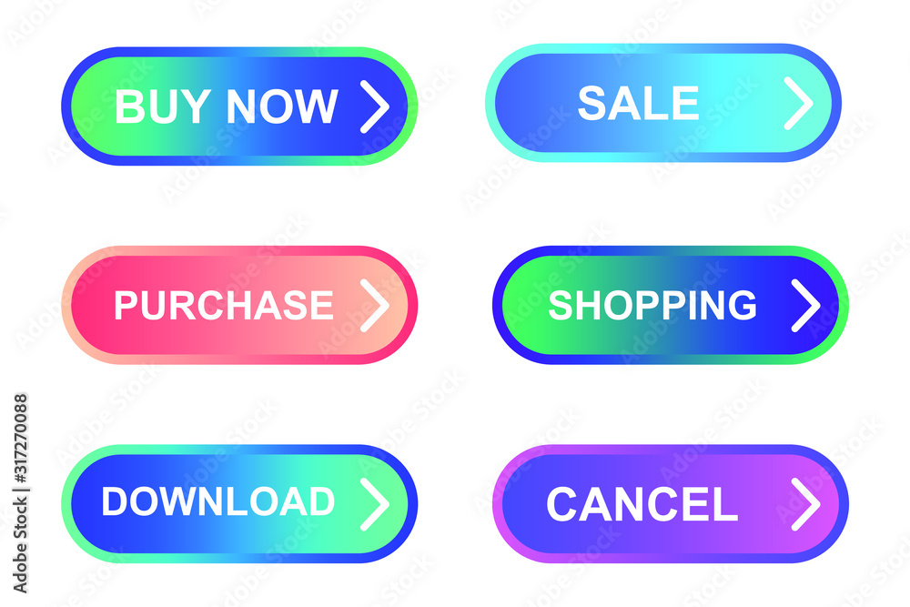 Set of modern material style buttons for website, mobile app and infographic template Different gradient colors illustration graphic and web design. Set of modern material style buttons for website, mobile app and infographic template Different gradient colors illustration graphic and web design.