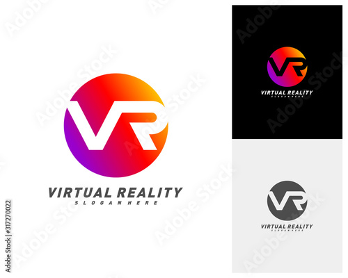 Virtual Reality logo template design vector, VR Letter Logo Design with Creative Modern Trendy Typography
