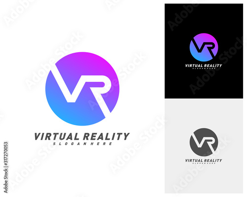 Virtual Reality logo template design vector, VR Letter Logo Design with Creative Modern Trendy Typography