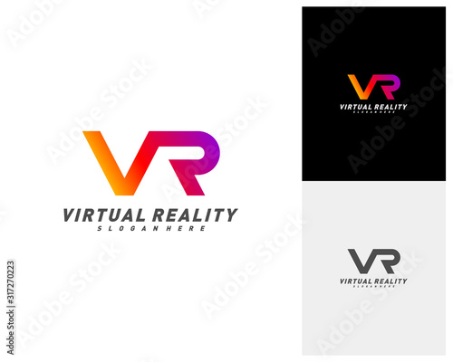Virtual Reality logo template design vector, VR Letter Logo Design with Creative Modern Trendy Typography