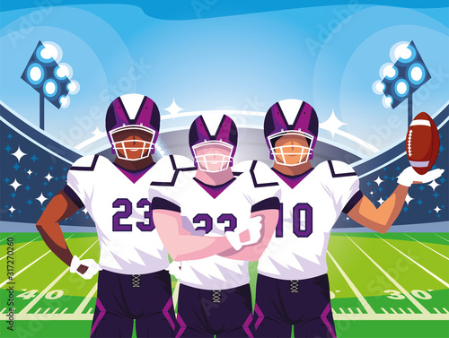 team of football players of rugby , sportsmen with uniform