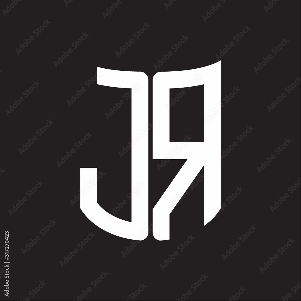 JR Logo monogram with ribbon style design template on black background JR Logo monogram with ribbon style design template on black background