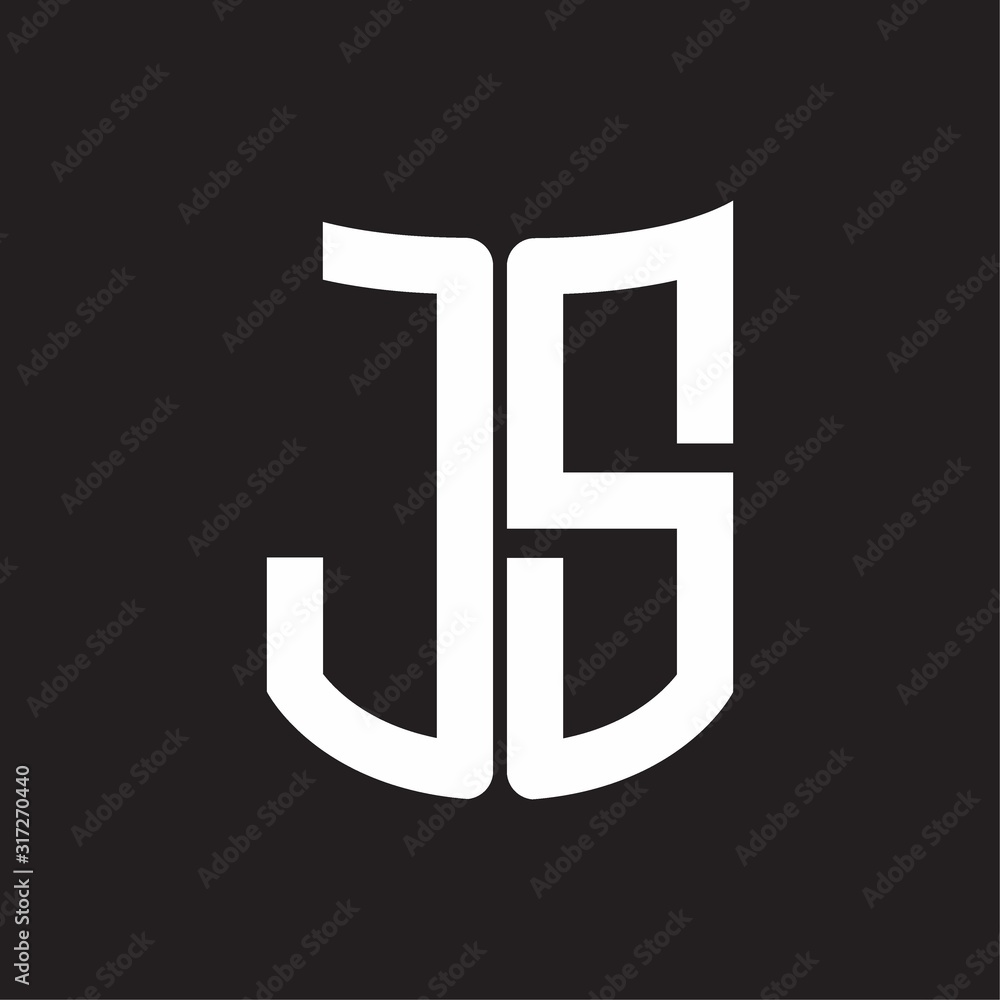 JS Logo monogram with ribbon style design template on black background JS Logo monogram with ribbon style design template on black background