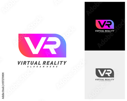 Virtual Reality logo template design vector, VR Letter Logo Design with Creative Modern Trendy Typography