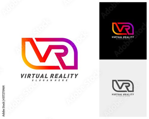 Virtual Reality logo template design vector, VR Letter Logo Design with Creative Modern Trendy Typography