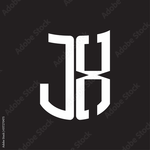 JX Logo monogram with ribbon style design template on black background