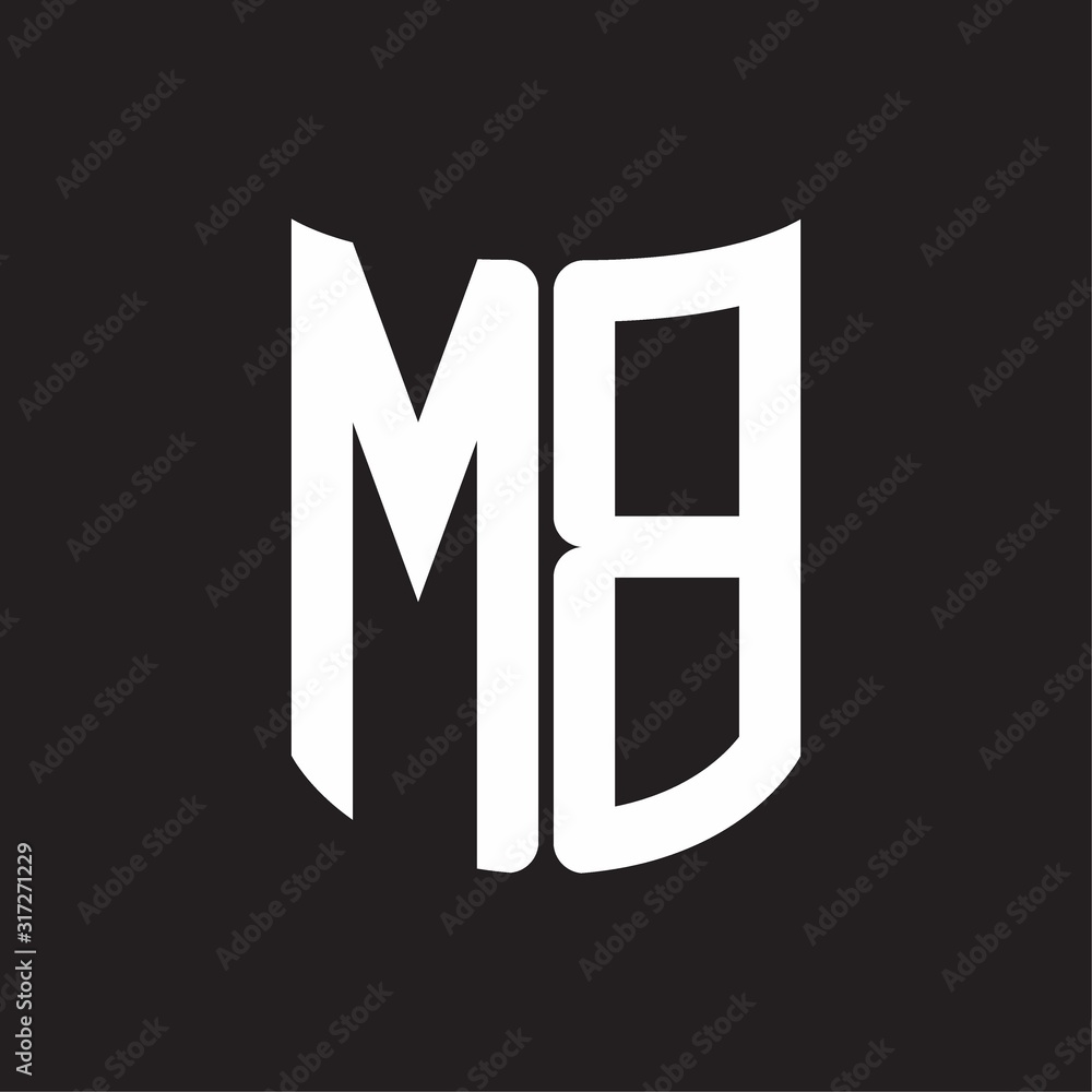 MB Logo monogram with ribbon style design template on black background MB Logo monogram with ribbon style design template on black background
