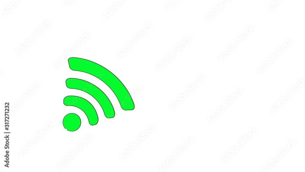 Self drawing animated blinking sign of wi-fi connection. Copy space. Self drawing animated blinking sign of wi-fi connection. Copy space.