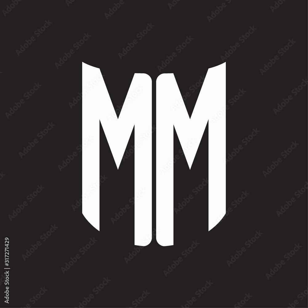 MM Logo monogram with ribbon style design template on black background
