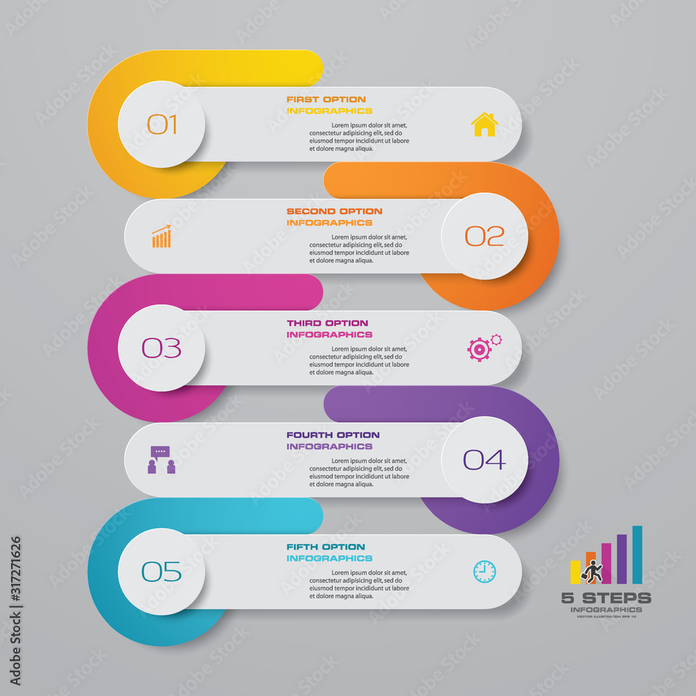 5 steps simple&editable process chart infographics element. EPS 10. 5 steps simple&editable process chart infographics element. EPS 10.