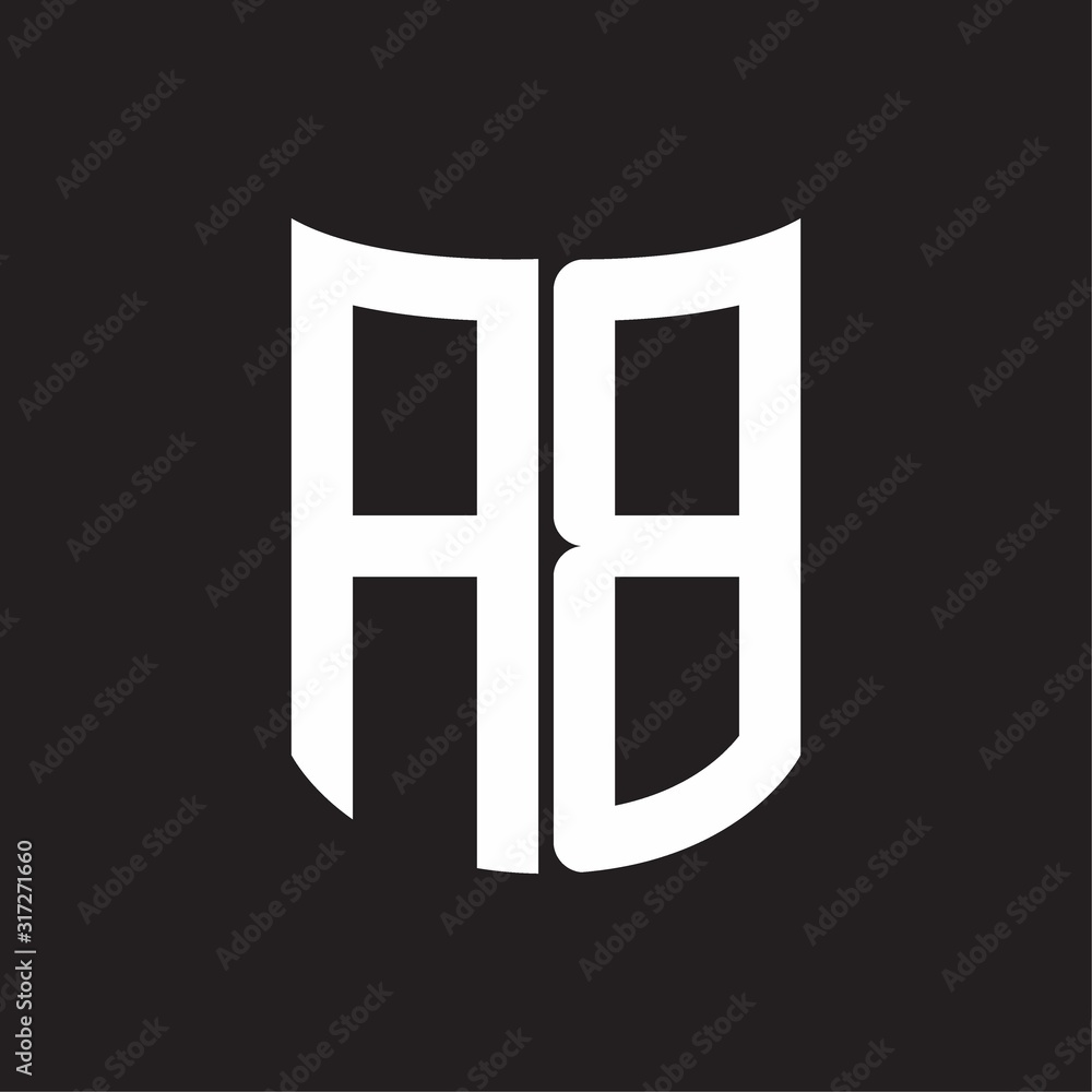 AB Logo monogram with ribbon style design template on black background AB Logo monogram with ribbon style design template on black background