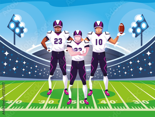 team of football players of rugby , sportsmen with uniform