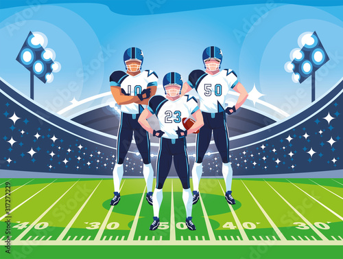 team of football players of rugby , sportsmen with uniform