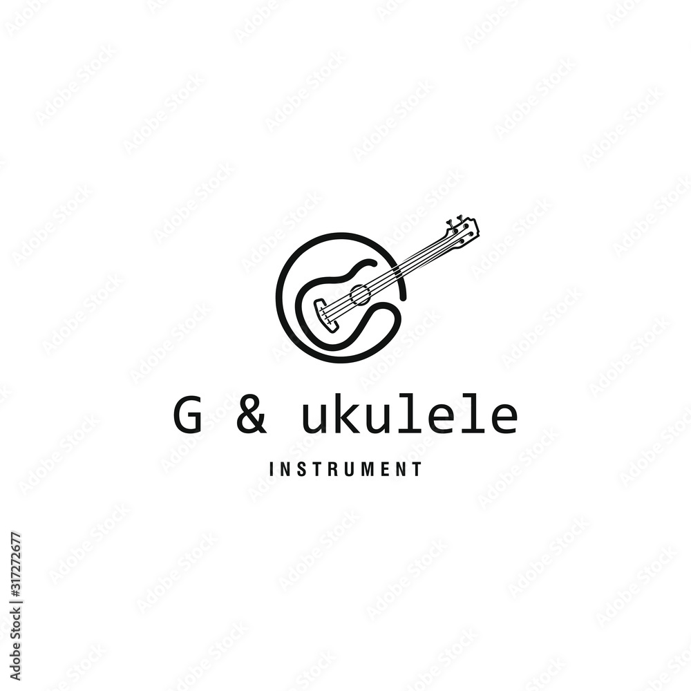 Simple minimalist typography ukulele music logo design. Vector graphic ukulele. Ukelele logo design. Simple minimalist typography ukulele music logo design. Vector graphic ukulele. Ukelele logo design.
