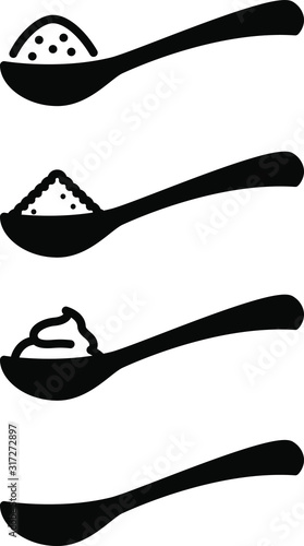 full spoon icon , vector line illustration