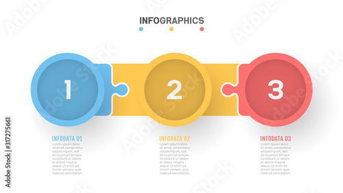 Business process. Timeline with number options and 3 steps. Vector illustration. Can be used for workflow diagram, info chart, graph, web design.